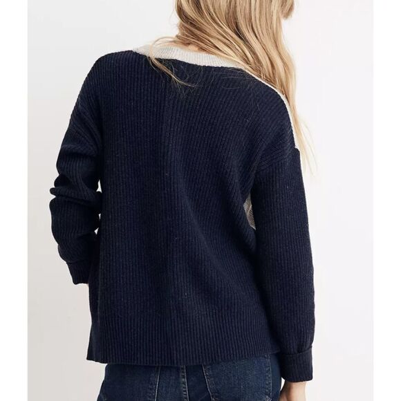Madewell Patch Pocket Pullover Sweater in Colorblock SZ 2X - Picture 2 of 7